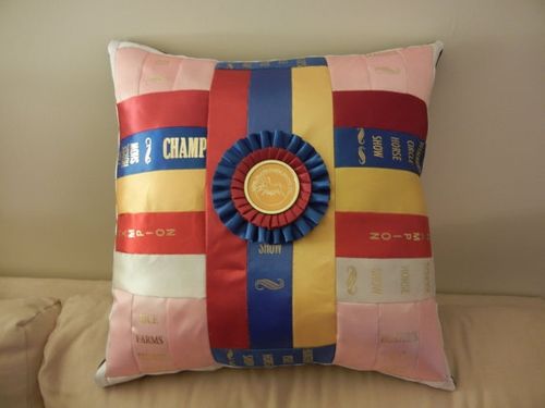 Recycled-rossette-ribbon-cushion